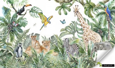 Fototapeta-3d-na-Wymiar-dla-Dzieci-DZUNGLA-SAFARI-2-Winylowa-Laminowana